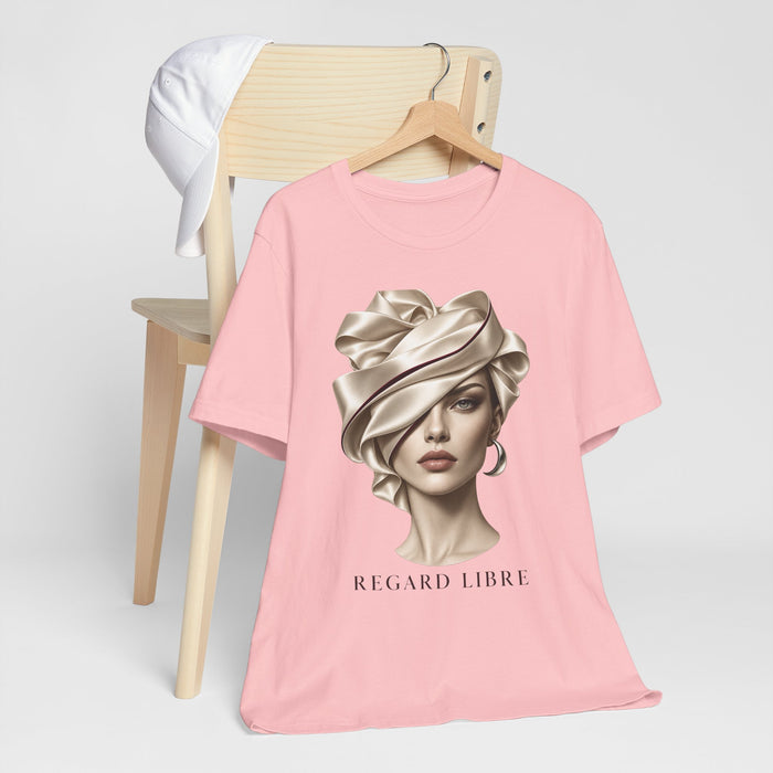 Regard Libre Fashion Art Tee, French Chic Graphic T-Shirt, Elegant Woman Portrait Shirt, Parisian Style Top, Fashion Illustration Gift