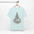 Celestial Christmas Tree Shirt, Star and Moon Holiday Tee, Mystical Christmas T-Shirt, Celestial Noel Gift for Her, Vintage Xmas Top