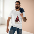 Noël Christmas T-Shirt – Burgundy Ribbon Tree and Gold Star Graphic