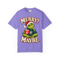 Merry Maybe Christmas Shirt, Funny Couple Christmas Tee, Grumpy Holiday Pajama Top, Oversized Xmas T-Shirt Gift