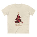 Noël Christmas T-Shirt – Burgundy Ribbon Tree and Gold Star Graphic