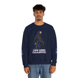 Off Grid On Purpose Sweatshirt, Robot Skater Crewneck, Cyberpunk Streetwear Sweater, Skateboard Graphic Pullover, Gift for Him