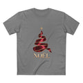Noël Christmas T-Shirt – Burgundy Ribbon Tree and Gold Star Graphic