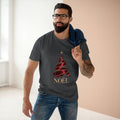 Noël Christmas T-Shirt – Burgundy Ribbon Tree and Gold Star Graphic