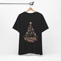 Celestial Christmas Tree Shirt, Star and Moon Holiday Tee, Mystical Christmas T-Shirt, Celestial Noel Gift for Her, Vintage Xmas Top