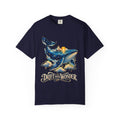Celestial Whale Shirt, Drift Into Wonder Starry Night Ocean Tee, Unisex Cosmic Whale Graphic T-Shirt, Sailboat Sunset, Ocean Lover Gift