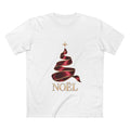 Noël Christmas T-Shirt – Burgundy Ribbon Tree and Gold Star Graphic