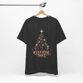 Celestial Christmas Tree Shirt, Star and Moon Holiday Tee, Mystical Christmas T-Shirt, Celestial Noel Gift for Her, Vintage Xmas Top