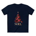 Noël Christmas T-Shirt – Burgundy Ribbon Tree and Gold Star Graphic