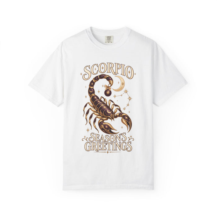 Scorpio Season's Greetings Christmas Tee, Zodiac Holiday Shirt, Celestial Scorpion Astrology Gift