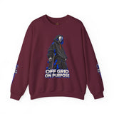 Off Grid On Purpose Sweatshirt, Robot Skater Crewneck, Cyberpunk Streetwear Sweater, Skateboard Graphic Pullover, Gift for Him