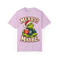 Merry Maybe Christmas Shirt, Funny Couple Christmas Tee, Grumpy Holiday Pajama Top, Oversized Xmas T-Shirt Gift
