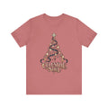 Celestial Christmas Tree Shirt, Star and Moon Holiday Tee, Mystical Christmas T-Shirt, Celestial Noel Gift for Her, Vintage Xmas Top