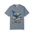 Celestial Whale Shirt, Drift Into Wonder Starry Night Ocean Tee, Unisex Cosmic Whale Graphic T-Shirt, Sailboat Sunset, Ocean Lover Gift