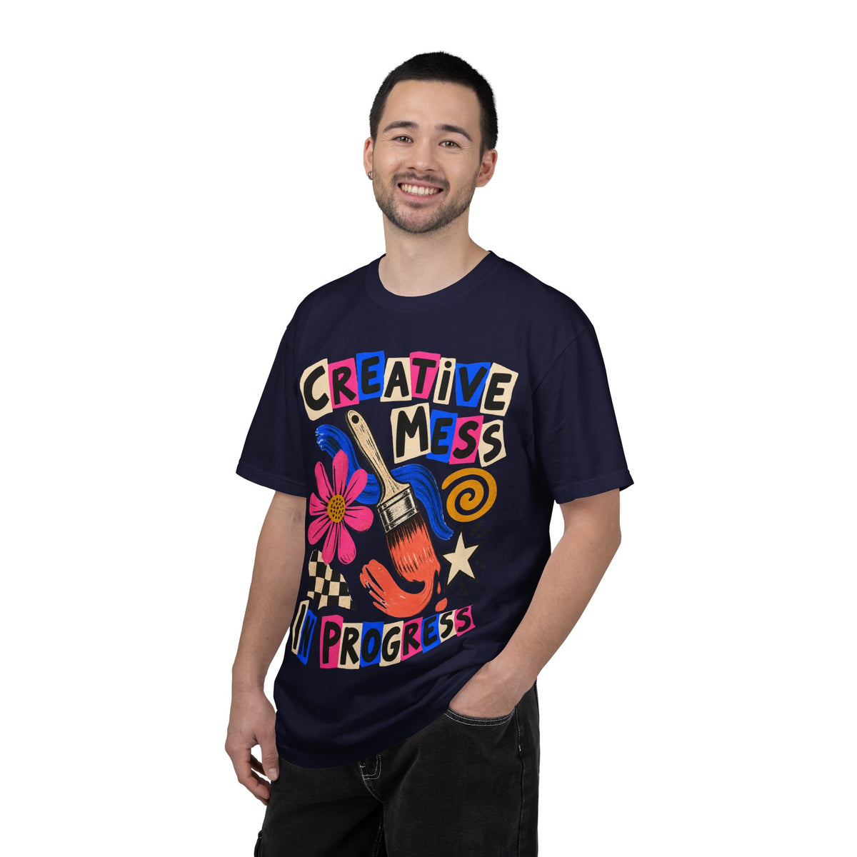 Creative Mess Art Collage Tee – Dark Colors