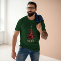 Noël Christmas T-Shirt – Burgundy Ribbon Tree and Gold Star Graphic