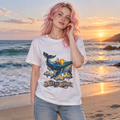 Celestial Whale Shirt, Drift Into Wonder Starry Night Ocean Tee, Unisex Cosmic Whale Graphic T-Shirt, Sailboat Sunset, Ocean Lover Gift
