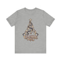 Celestial Christmas Tree Shirt, Star and Moon Holiday Tee, Mystical Christmas T-Shirt, Celestial Noel Gift for Her, Vintage Xmas Top