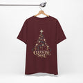 Celestial Christmas Tree Shirt, Star and Moon Holiday Tee, Mystical Christmas T-Shirt, Celestial Noel Gift for Her, Vintage Xmas Top