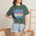 Low Battery High Standards Shirt, Comfort Colors Funny Tired Mom Tee, Sarcastic Introvert Graphic T-Shirt, Retro Unisex Gift for Her