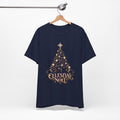 Celestial Christmas Tree Shirt, Star and Moon Holiday Tee, Mystical Christmas T-Shirt, Celestial Noel Gift for Her, Vintage Xmas Top