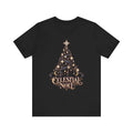 Celestial Christmas Tree Shirt, Star and Moon Holiday Tee, Mystical Christmas T-Shirt, Celestial Noel Gift for Her, Vintage Xmas Top