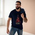 Noël Christmas T-Shirt – Burgundy Ribbon Tree and Gold Star Graphic