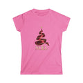 Women's Noël Christmas T-Shirt – Burgundy Ribbon Tree and Gold Star Graphic