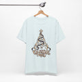 Celestial Christmas Tree Shirt, Star and Moon Holiday Tee, Mystical Christmas T-Shirt, Celestial Noel Gift for Her, Vintage Xmas Top
