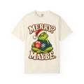 Merry Maybe Christmas Shirt, Funny Couple Christmas Tee, Grumpy Holiday Pajama Top, Oversized Xmas T-Shirt Gift