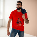 Noël Christmas T-Shirt – Burgundy Ribbon Tree and Gold Star Graphic