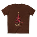 Noël Christmas T-Shirt – Burgundy Ribbon Tree and Gold Star Graphic