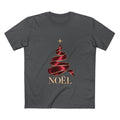 Noël Christmas T-Shirt – Burgundy Ribbon Tree and Gold Star Graphic