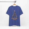 Celestial Christmas Tree Shirt, Star and Moon Holiday Tee, Mystical Christmas T-Shirt, Celestial Noel Gift for Her, Vintage Xmas Top