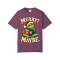 Merry Maybe Christmas Shirt, Funny Couple Christmas Tee, Grumpy Holiday Pajama Top, Oversized Xmas T-Shirt Gift