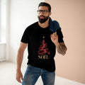 Noël Christmas T-Shirt – Burgundy Ribbon Tree and Gold Star Graphic