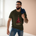 Noël Christmas T-Shirt – Burgundy Ribbon Tree and Gold Star Graphic