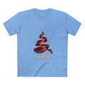 Noël Christmas T-Shirt – Burgundy Ribbon Tree and Gold Star Graphic