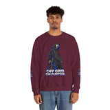 Off Grid On Purpose Sweatshirt, Robot Skater Crewneck, Cyberpunk Streetwear Sweater, Skateboard Graphic Pullover, Gift for Him