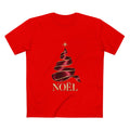 Noël Christmas T-Shirt – Burgundy Ribbon Tree and Gold Star Graphic