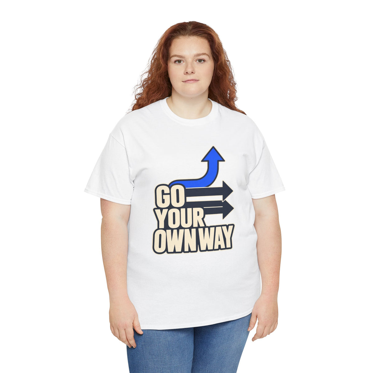 Go Your Own Way Shirt, Motivational Arrow Graphic Tee, Unisex Heavy Cotton T-Shirt, Inspirational Gift for Entrepreneur