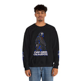 Off Grid On Purpose Sweatshirt, Robot Skater Crewneck, Cyberpunk Streetwear Sweater, Skateboard Graphic Pullover, Gift for Him