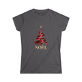 Women's Noël Christmas T-Shirt – Burgundy Ribbon Tree and Gold Star Graphic