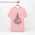 Celestial Christmas Tree Shirt, Star and Moon Holiday Tee, Mystical Christmas T-Shirt, Celestial Noel Gift for Her, Vintage Xmas Top