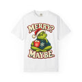 Merry Maybe Christmas Shirt, Funny Couple Christmas Tee, Grumpy Holiday Pajama Top, Oversized Xmas T-Shirt Gift